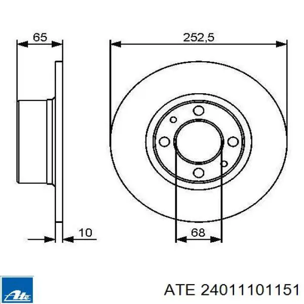 Tarcza hamulcowa przednia ATE 24011101151 cena, od 28,41 USD
