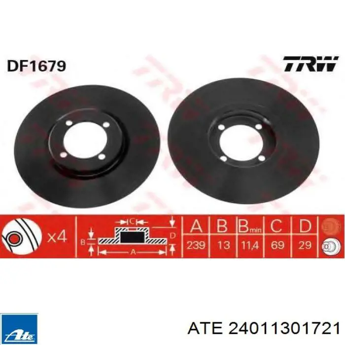 Do koszyka Tarcza hamulcowa przednia Volvo 340/360  343, 345