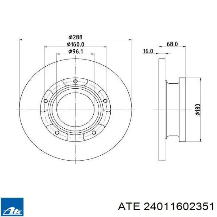 24011602351 ATE Tarcza hamulcowa tylna
