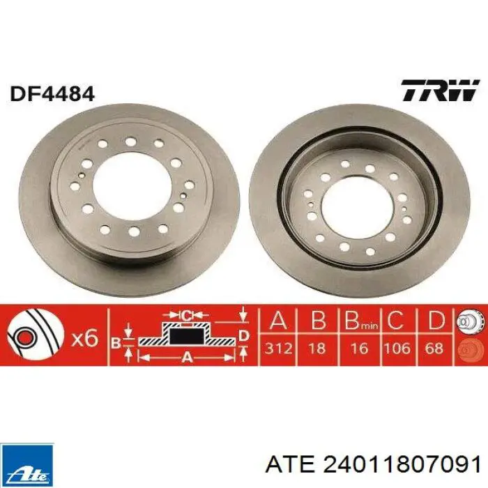 Tarcza hamulcowa tylna ATE 24011807091 cena, od 48,25 USD