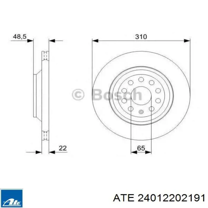 Tarcza hamulcowa tylna ATE 24012202191 cena, od 101,04 USD