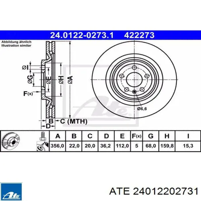 Tarcza hamulcowa tylna ATE 24012202731 cena, od 184,45 USD