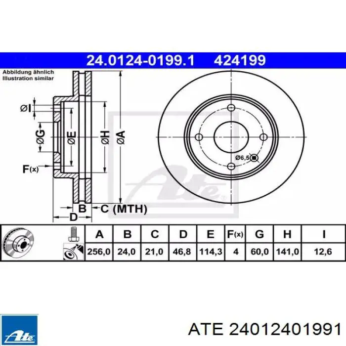 24012401991 ATE Tarcza hamulcowa przednia