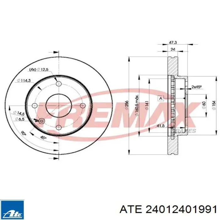 Tarcza hamulcowa przednia ATE 24012401991 cena, od 60,95 USD