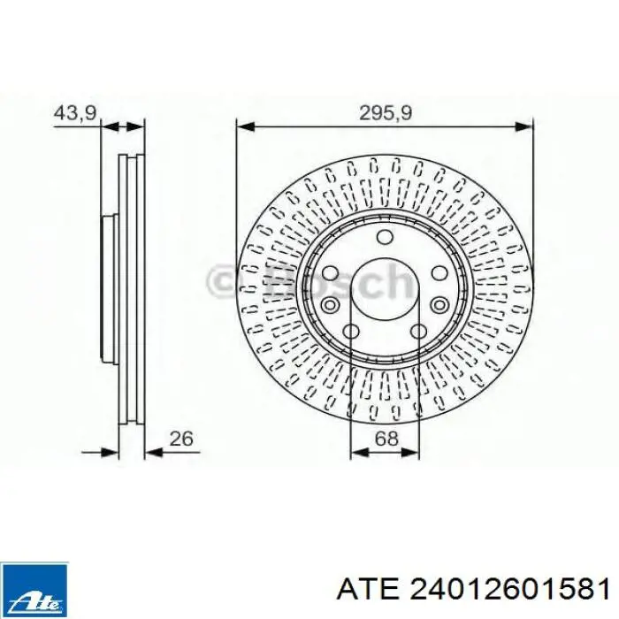 Tarcza hamulcowa przednia ATE 24012601581 cena, od 52,82 USD