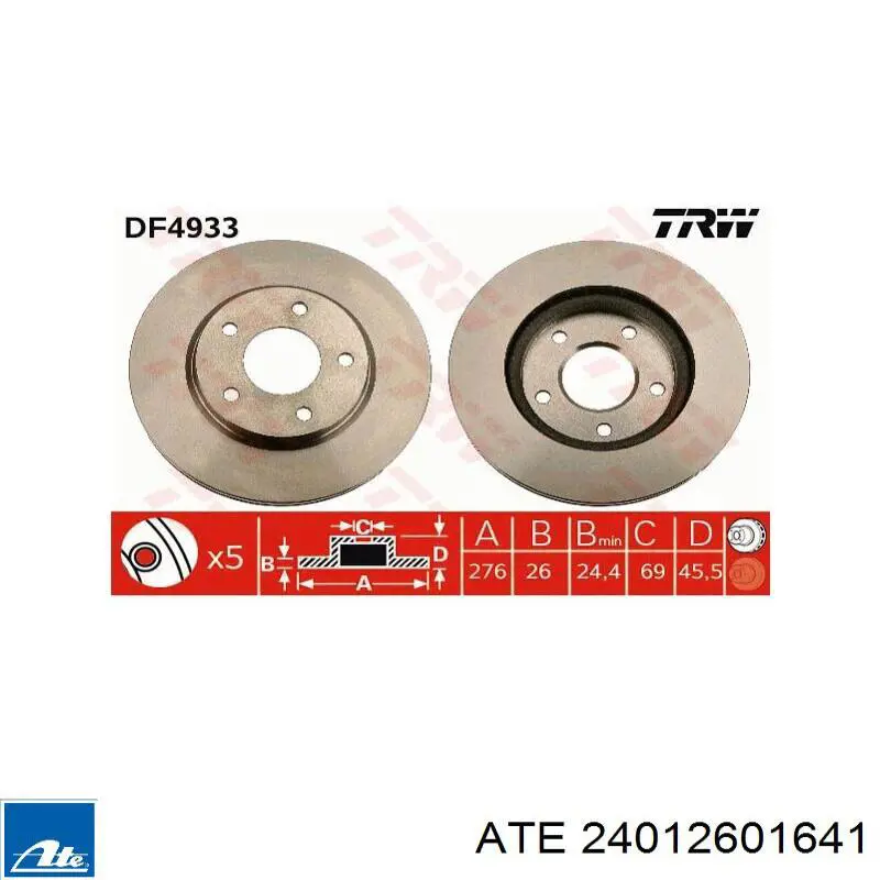 Tarcza hamulcowa przednia ATE 24012601641 cena, od 42,71 USD