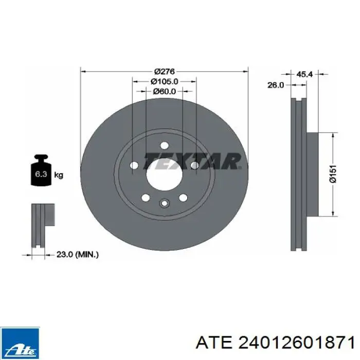 Tarcza hamulcowa przednia ATE 24012601871 cena, od 58,33 USD