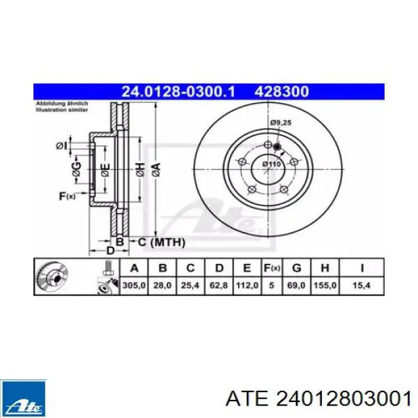 CD7331V Bremsi Tarcza hamulcowa przednia