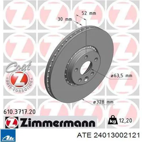 24013002121 ATE Tarcza hamulcowa przednia