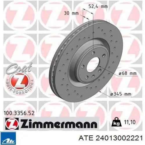 Tarcza hamulcowa przednia ATE 24013002221 cena, od 89,91 USD