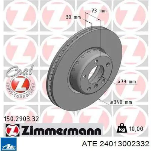Do koszyka 24013002332 ATE Tarcza hamulcowa przednia