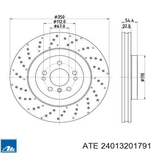 Tarcza hamulcowa przednia ATE 24013201791 cena, od 172,41 USD
