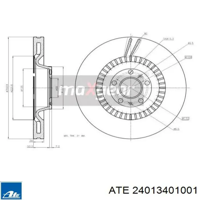 Do koszyka 24013401001 ATE Tarcza hamulcowa przednia