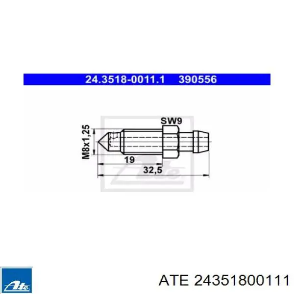 24351800111 ATE Odpowietrznik zacisku hamulcowego przedniego
