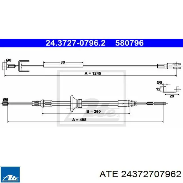 Linka hamulca ręcznego przednia ATE 24372707962 cena, od 25,03 USD