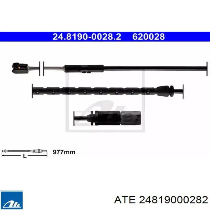 Czujnik zużycia klocków hamulcowych tylny ATE 24819000282 cena, od 12,75 USD