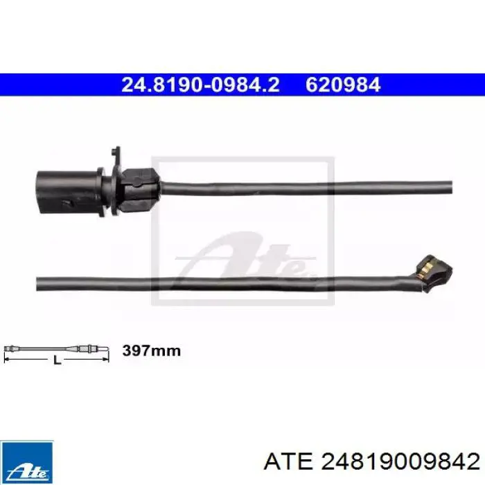 24819009842 ATE czujnik zużycia klocków hamulcowych przedni