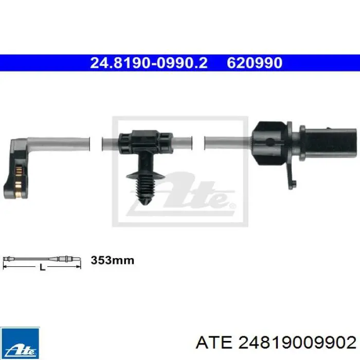 24.8190-0990.2 ATE czujnik zużycia klocków hamulcowych tylny