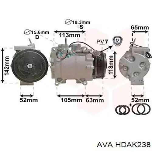 Sprężarka klimatyzacji AVA HDAK238 cena, od 291,42 USD