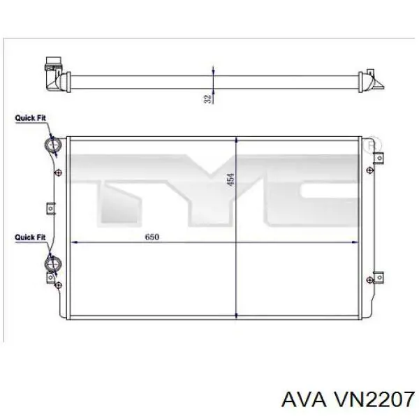 Chłodnica silnika AVA VN2207 cena, od 127,05 USD