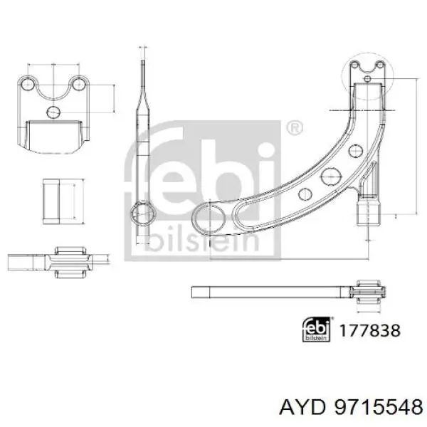 51961341 Chrysler Wahacz zawieszenia przedniego dolny lewy