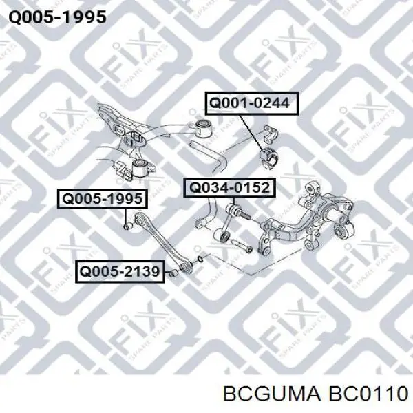 Silentblock wahacza poprzecznego tylnego wewnętrzny Bcguma BC0110 cena, od 10,10 USD