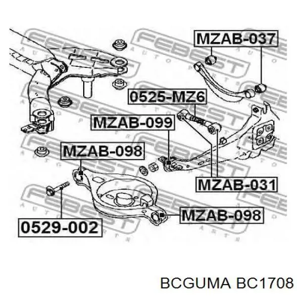 Do koszyka BC1708 Bcguma Silentblock wahacza tylnego dolnego