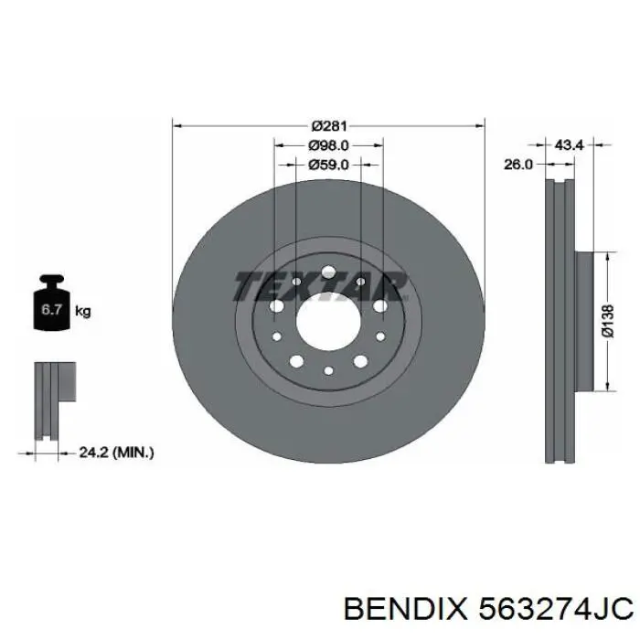 0986479G82 Bosch Tarcza hamulcowa przednia