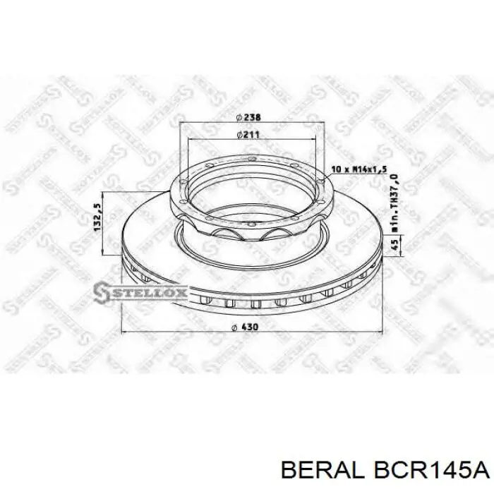 Tarcza hamulcowa przednia Beral BCR145A cena, od 207,60 USD