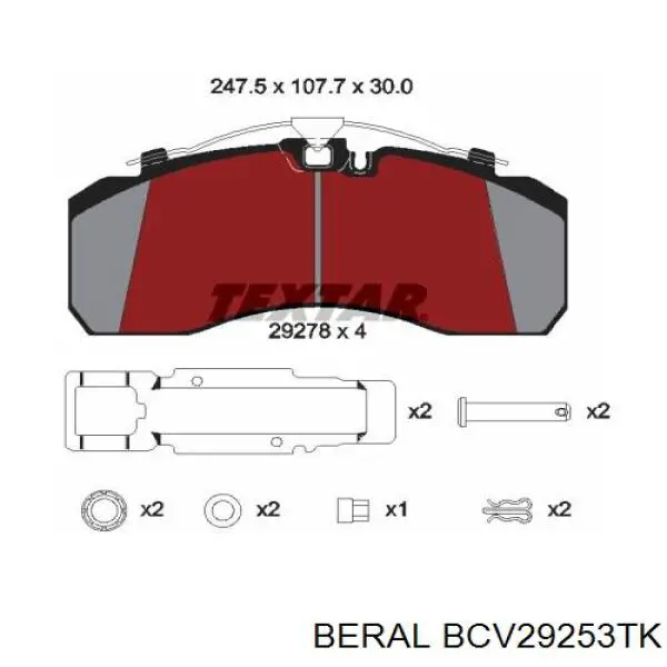 Okładziny (klocki) do hamulców tarczowych tylne Beral BCV29253TK cena, od 74,33 USD