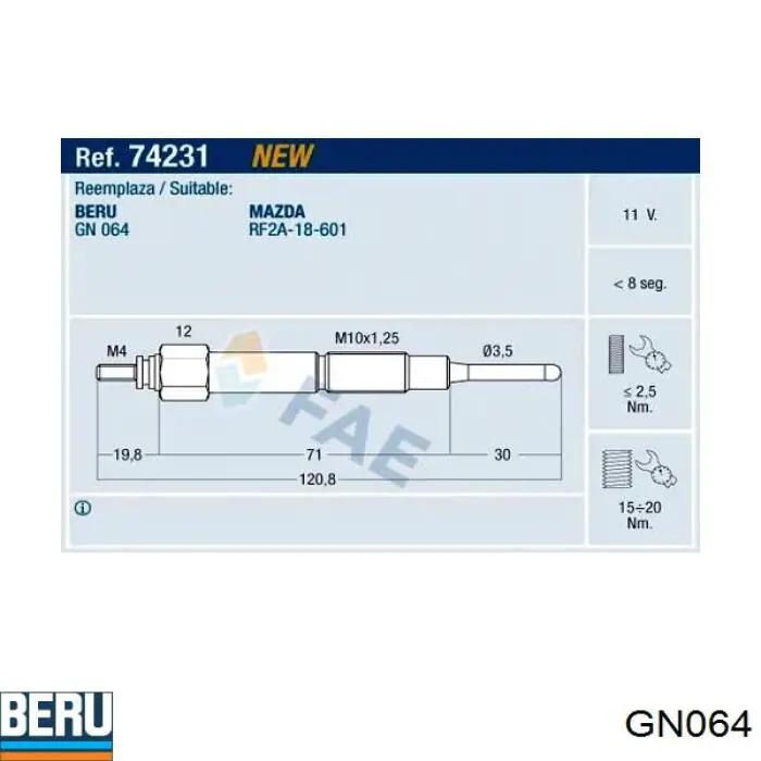 Świeca żarowa GN064 Beru