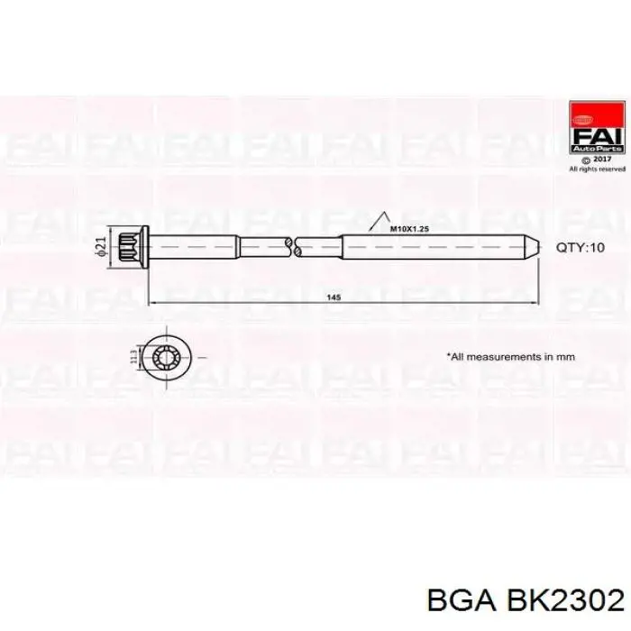 Do koszyka R2AA10135 Mazda Śruba głowicy cylindrów