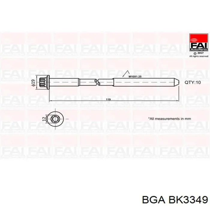 BK3349 BGA śruba głowicy cylindrów