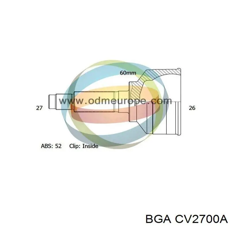 Przegub homokinetyczny przedni zewnętrzny lewy BGA CV2700A cena, od 47,64 USD