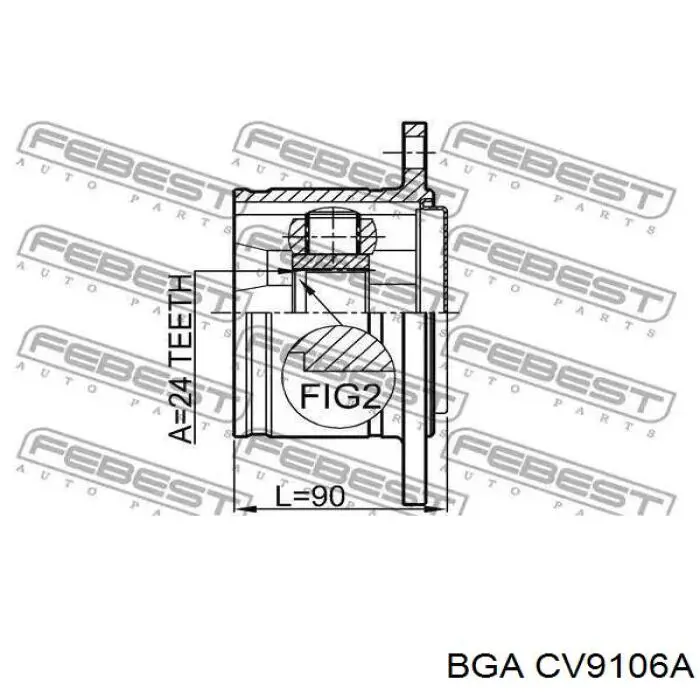 Do koszyka CV9106A BGA Przegub homokinetyczny przedni zewnętrzny