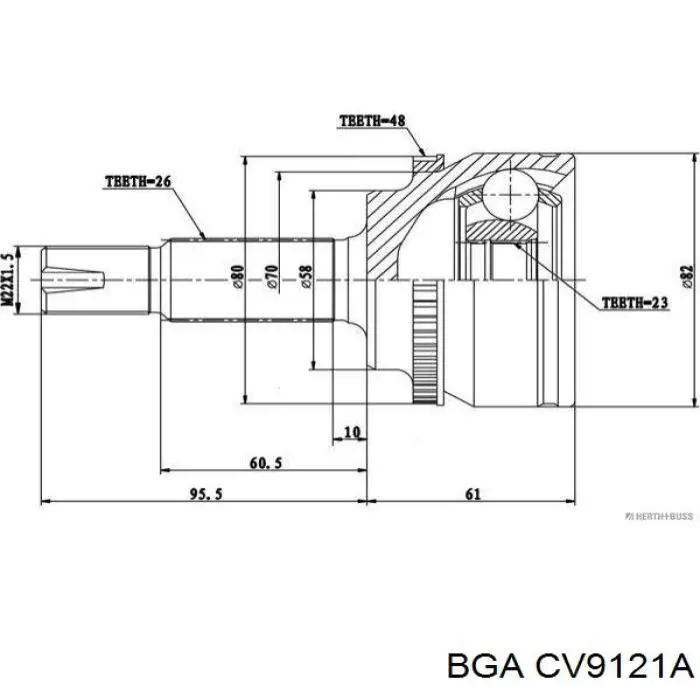 CV9121A BGA Przegub homokinetyczny przedni zewnętrzny