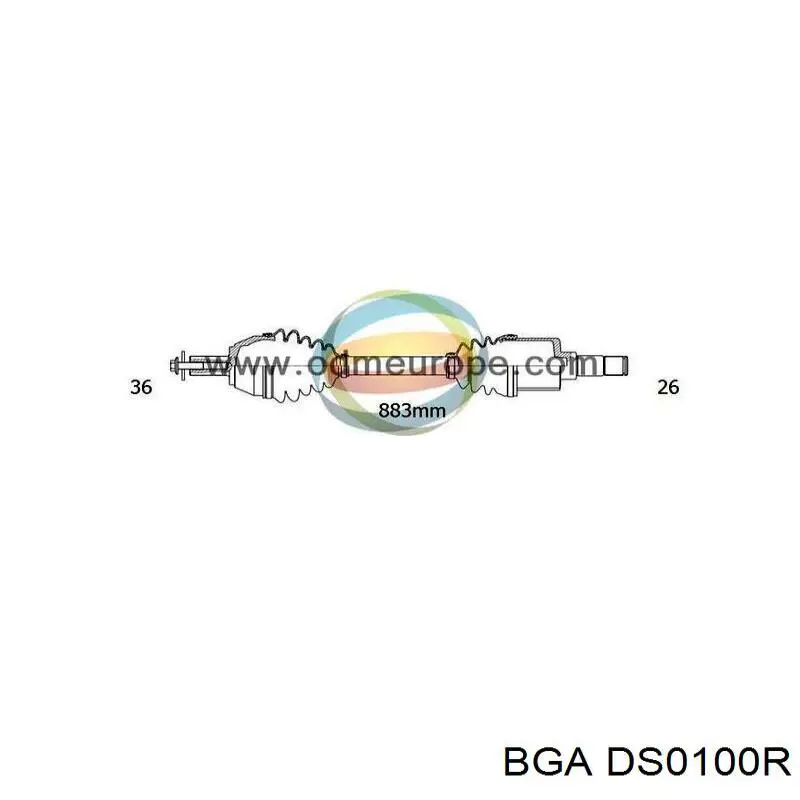Półoś napędowa przednia prawa DS0100R BGA