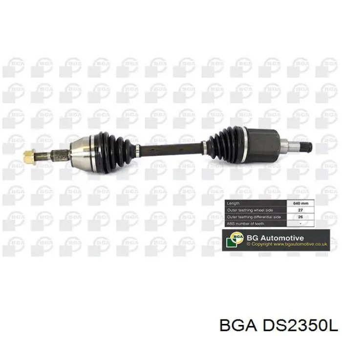 Półoś napędowa przednia lewa BGA DS2350L cena, od 111,68 USD