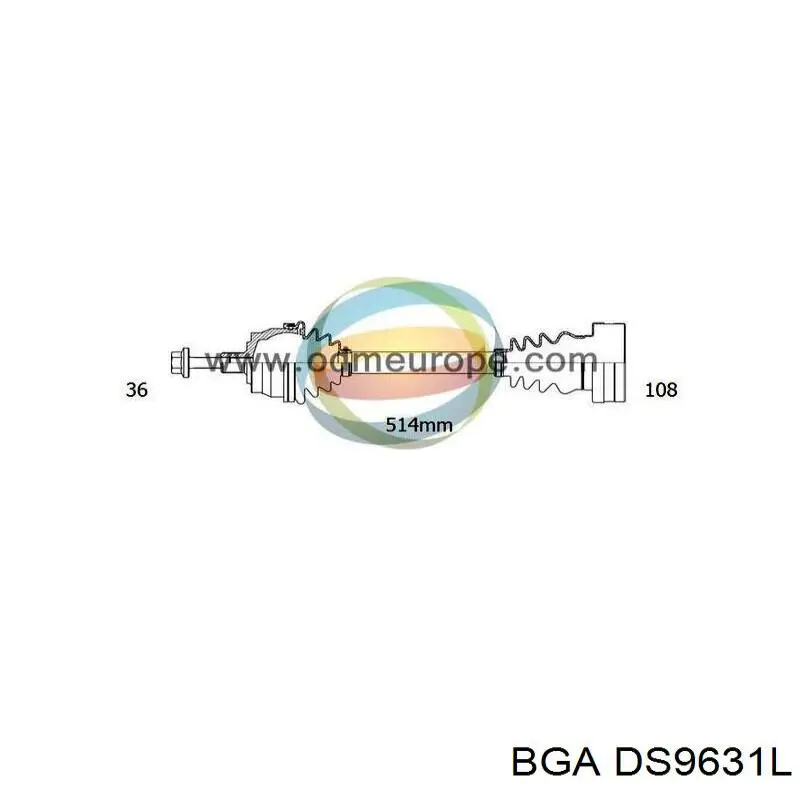 Półoś napędowa przednia lewa BGA DS9631L cena, od 117,29 USD
