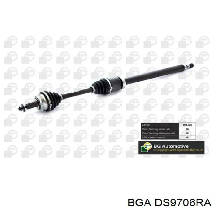 Półoś napędowa przednia prawa BGA DS9706RA cena, od 187,55 USD