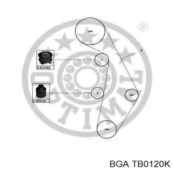 Do koszyka TB0120K BGA Pasek rozrządu, zestaw