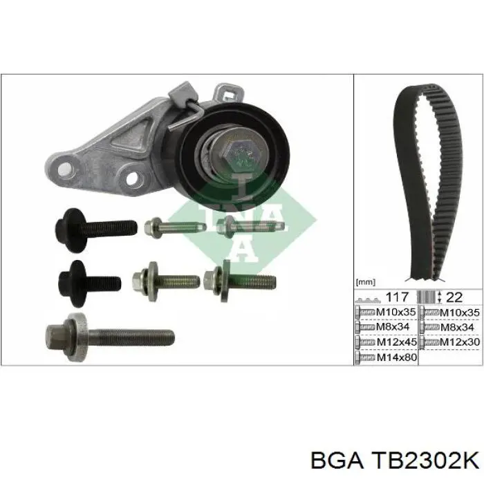 Do koszyka TB2302K BGA Pasek rozrządu, zestaw