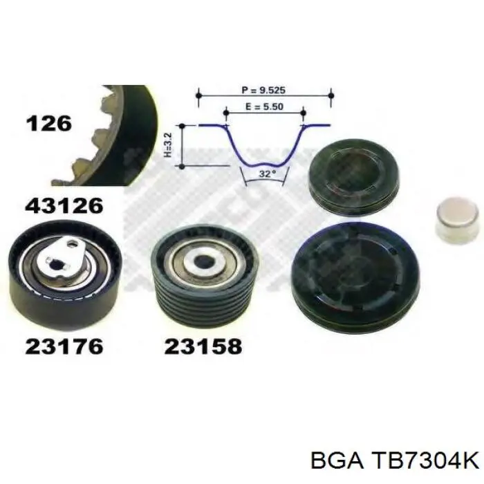 TB7304K BGA pasek rozrządu, zestaw