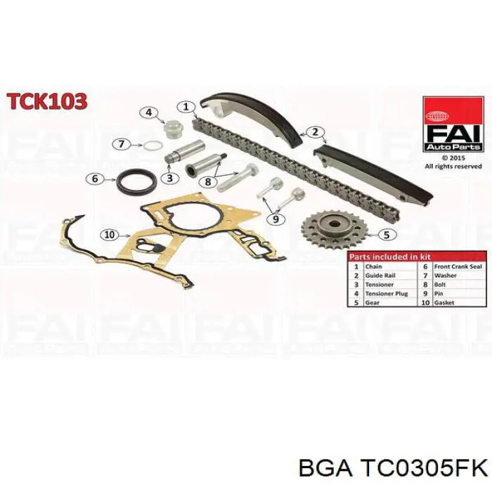 Łańcuch rozrządu, zestaw BGA TC0305FK cena, od 227,27 USD