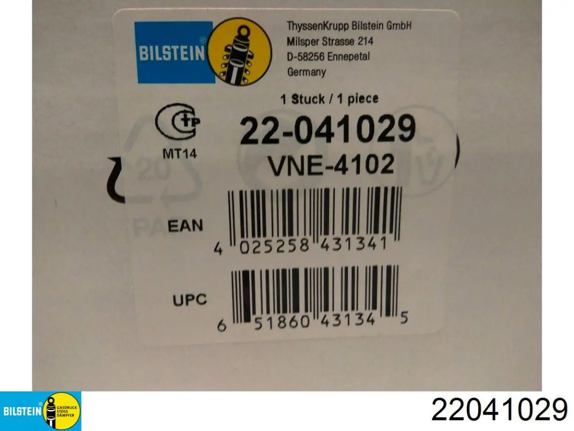 Do koszyka 22041029 Bilstein Amortyzator przedni