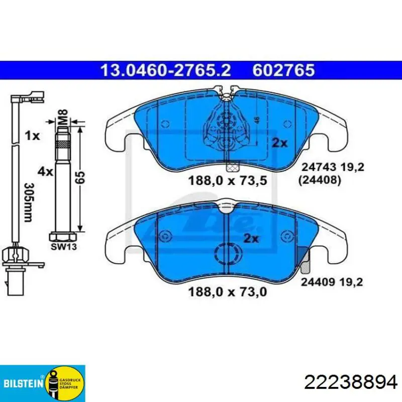 Do koszyka 22238894 Bilstein Amortyzator przedni prawy