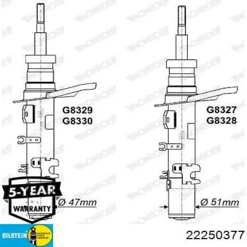 Amortyzator przedni lewy Bilstein 22250377 cena, od 58,14 USD