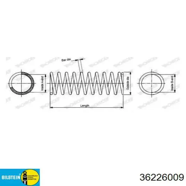 Do koszyka 36226009 Bilstein Sprężyna tylna