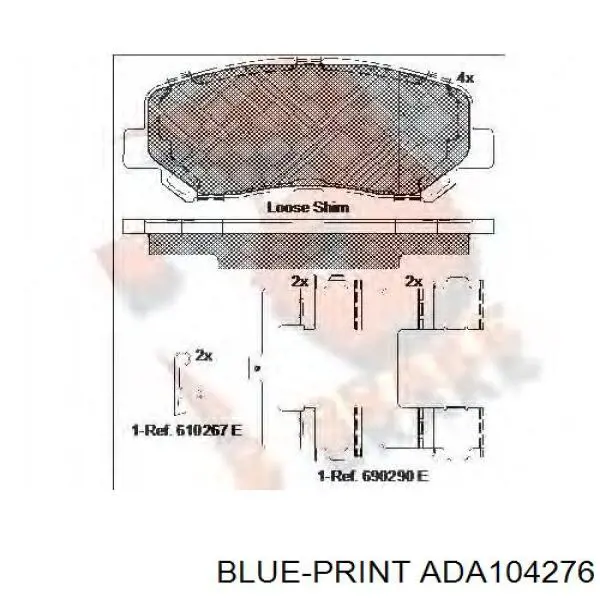 Do koszyka ADA104276 Blue Print Klocki hamulcowe przednie tarczowe