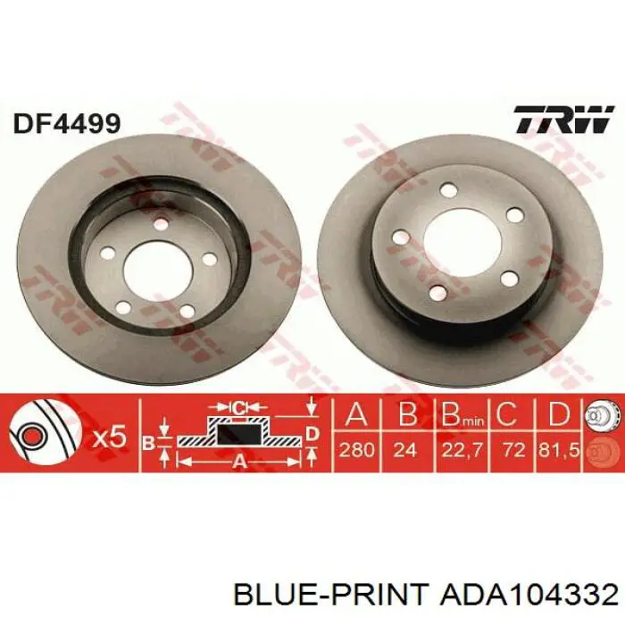 Tarcza hamulcowa przednia 5016434AA Fiat/Alfa/Lancia